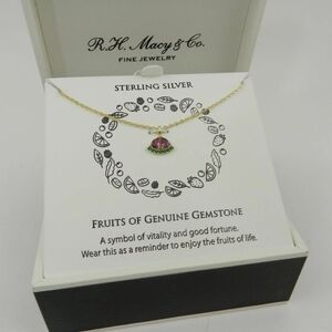 Macy's Sterling Silver Necklace with Purple and Green Accents